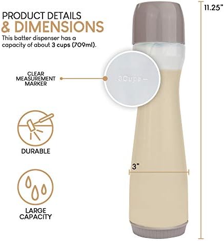 EXULTIMATE Pancake Batter Dispenser Pen - 3 Cup Capacity Drip Proof