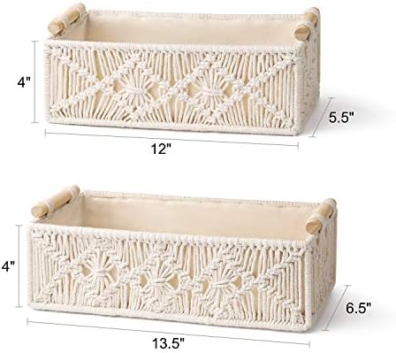 Mkono Macrame Storage Baskets Set of 2 Ivory