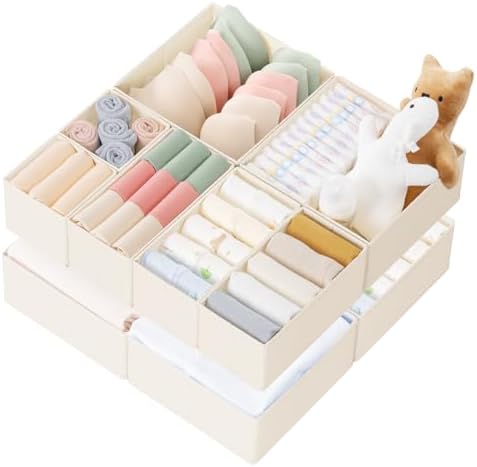 Criusia Drawer Organizer 10 Pack Beige Storage Bins