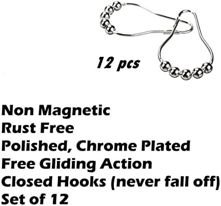 Uigos Chrome Shower Curtain Hooks Set of 12