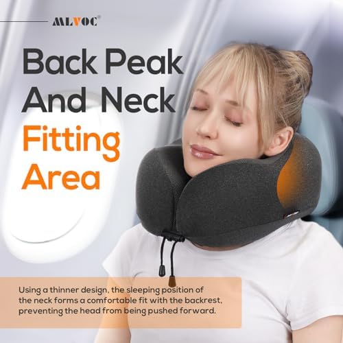 MLVOC Travel Neck Pillow with Memory Foam and Eye Masks Set