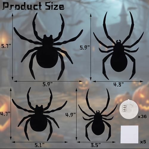 DRDUDU 36 Halloween Spider Wall Decor with LEDs