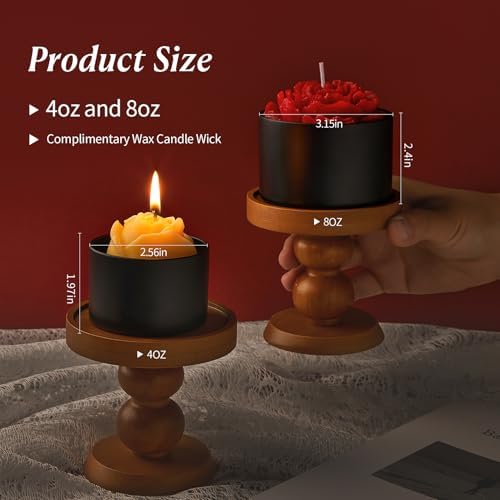 4oz and 8oz Black Candle Tins with Lids - 12pcs Bulk DIY Packaging
