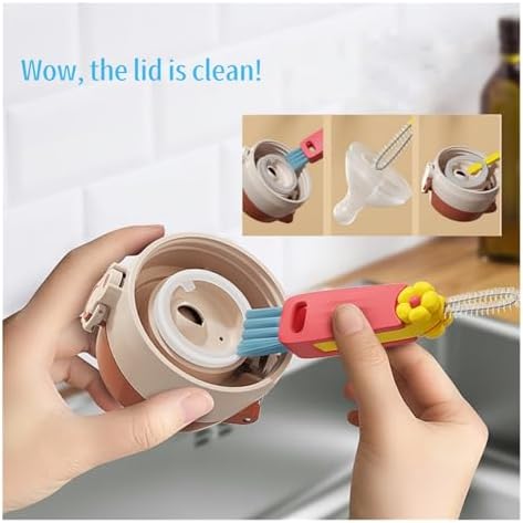 3 in 1 Cup Lid Cleaning Brush Set - Multifunctional Tool