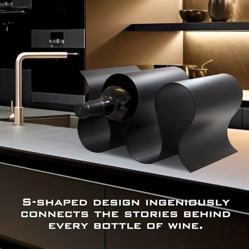 Modern Black S-Shaped Tabletop Wine Rack 5 Bottle