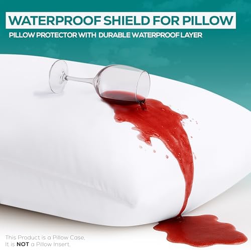 Utopia Bedding Waterproof Pillow Protectors Queen Size 2 Pack White