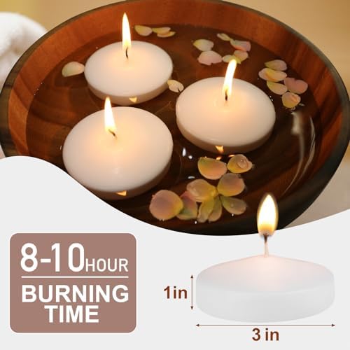 48 Pack White Floating Candles 3 Inch Unscented for Centerpieces