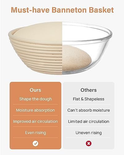 Kootek Banneton Proofing Basket Set 9 Inch