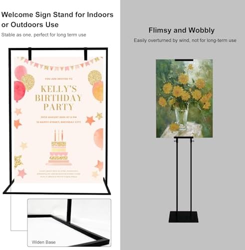 Elegant Adjustable Wedding Welcome Sign Stand with Satin Ribbon and Leather Strap