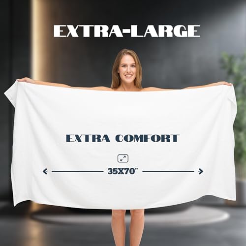 White Classic Luxury Bath Sheets Extra Large 35x70 Inch 2 Pack