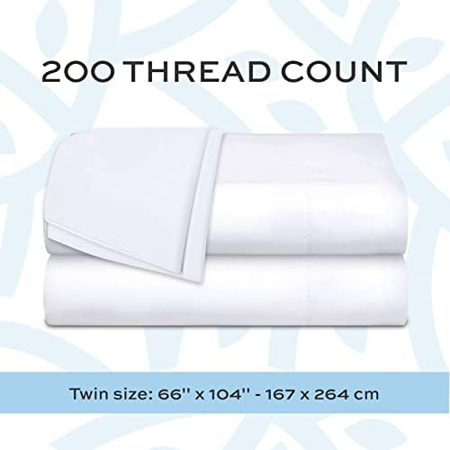 White Classic Twin Flat Sheets 3 Pack 66x104 Inches 200 Thread Count