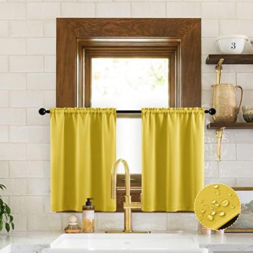 XTMYI Short Mustard Yellow Curtains 2 Panel Set