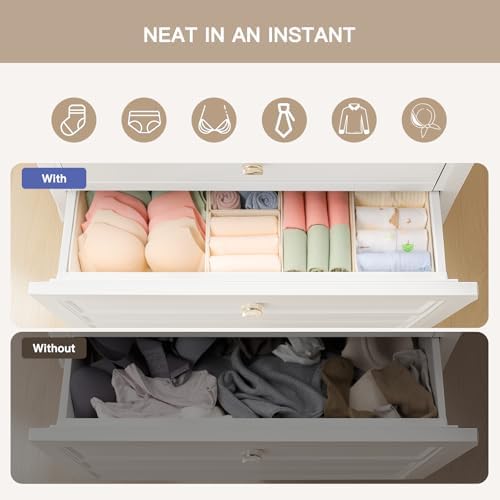 Criusia Drawer Organizer 10 Pack Beige Storage Bins