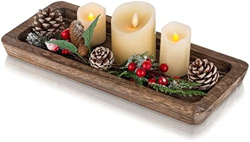 Romadedi Wooden Candle Holder Tray for Home Decor