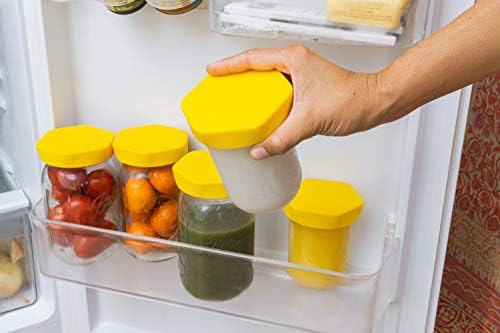 HOUSERRY DELUXE Easy-Grip Silicone Jar Lid 3 Pcs Yellow Wide Mouth