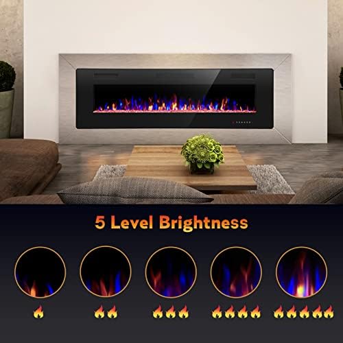 RWFLAME 60 Inch Electric Fireplace with Remote Control and Touch Screen