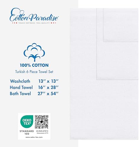 Cotton Paradise 6 Piece Towel Set White