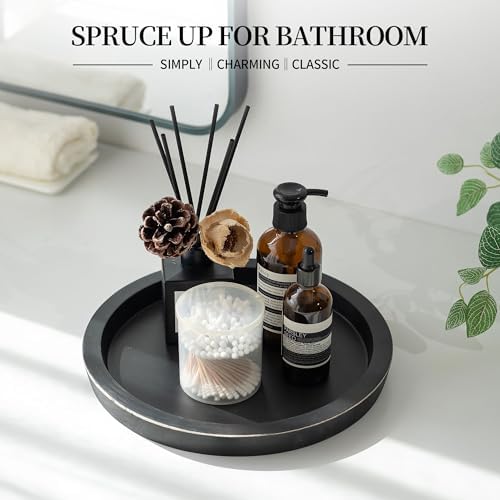 Hanobe Black Round Wooden Serving Tray