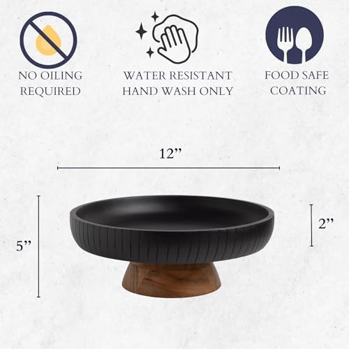 Lavauk Mango Wood Centerpiece Bowl with Pedestal