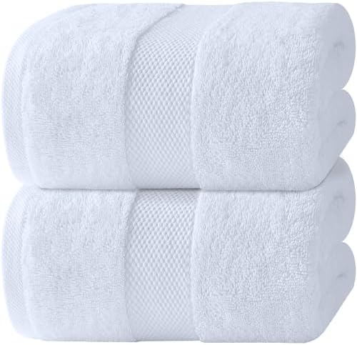White Classic Luxury Bath Sheets Extra Large 35x70 Inch 2 Pack
