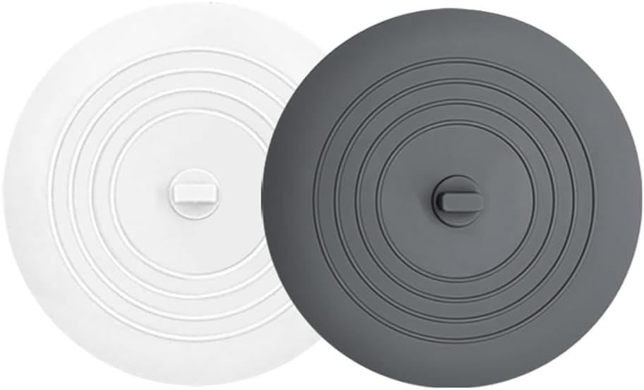 6 Inch Large Silicone Tub Stopper 2 Pack - Gray and White