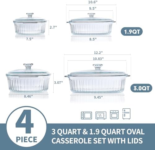 M MCIRCO 4-Piece Glass Casserole Set