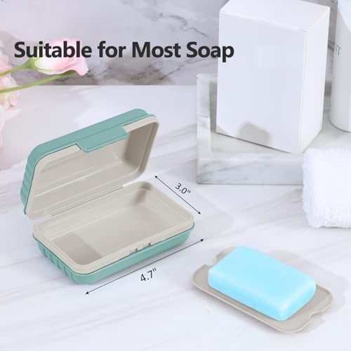 Quatish Bar Soap Holder Dish with Lid - Leakproof Blue