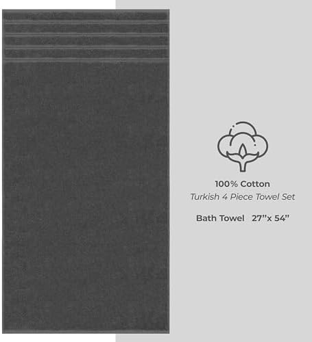 American Soft Linen 4 Piece Bath Towel Set Dark Gray