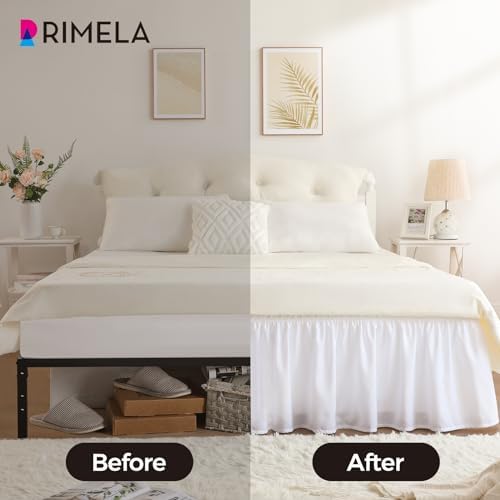 RIMELA White Bed Skirt Queen Size 15 Inch Drop
