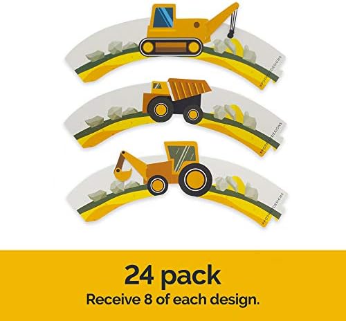 Pop Fizz Designs Construction Birthday Cupcake Wrappers Set of 24