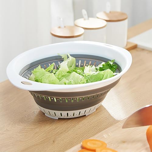 Collapsible Colander Strainer with Hanging Ears Heavy Duty Kitchen Drain Basket Light Pink