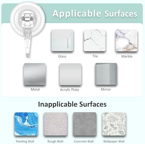VISV Suction Cup Hooks 2 Pcs Clear Heavy Duty Removable Reusable