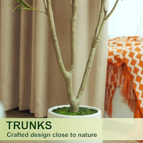 VIVATREES Olive Tree Artificial Indoor 7FT with White Planter