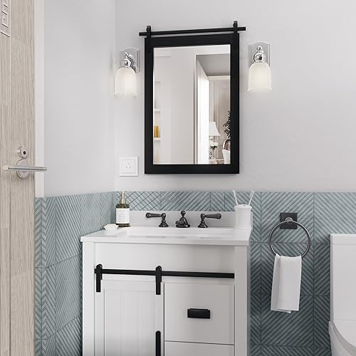Black Farmhouse Mirror Wall Mount 18x26 Inch