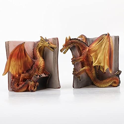 Fantasy Dragon Bookend Set for Home Office Shelves