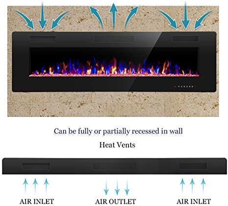 RWFLAME 60 Inch Electric Fireplace with Remote Control and Touch Screen