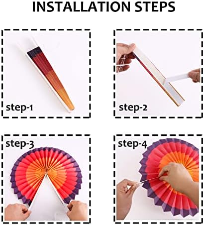SUNBEAUTY Set of 6 Hanging Paper Fans for Birthday Parties