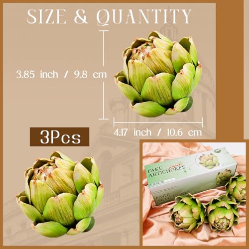 3Pcs Large Green Faux Artichoke Artificial Vegetable Decor