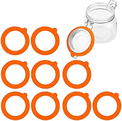 Silicone Gasket Replacement for Mason Jar Lids - Leak Proof 10pcs Orange