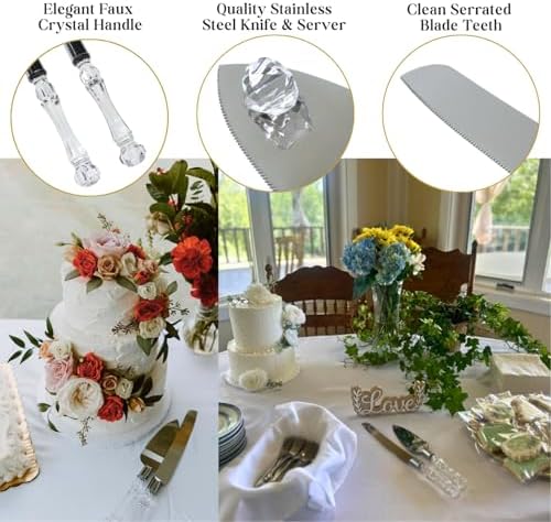 Adorox Cake Knife and Server Set with Acrylic Handles