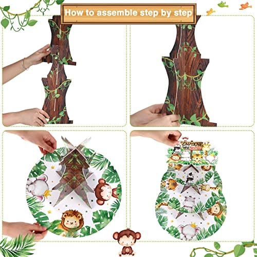 Nuenen Safari Cupcake Stand 3 Tier Jungle Birthday Decor