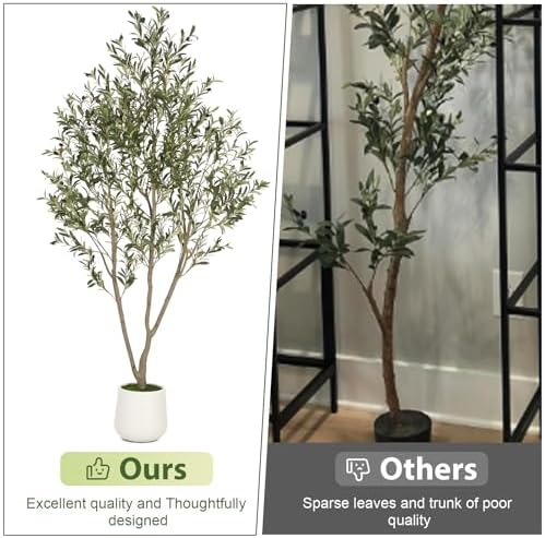 VIVATREES Olive Tree Artificial Indoor 7FT with White Planter