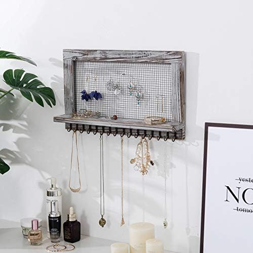 Canwedance Rustic Wood Jewelry Organizer