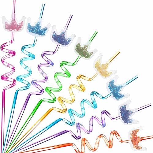 Glitter Princess Crown Reusable Drinking Straws 24 Pack