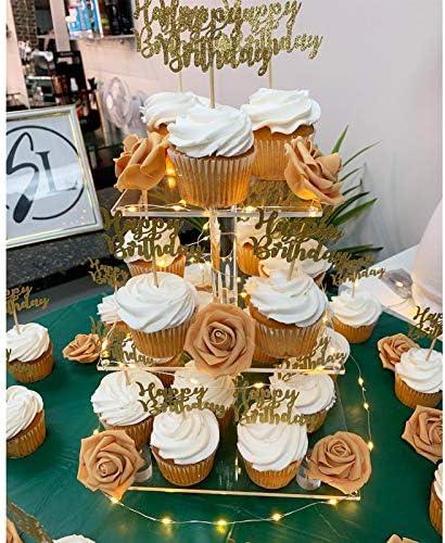 YestBuy 3 Tier Clear Cupcake Stand with LED Light Yellow