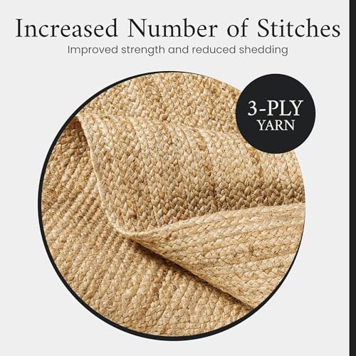 SpoiledHome Jute Rug 2x6 Natural Runner with Non-Slip Backing