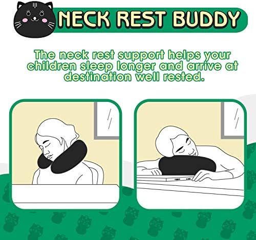 H HOMEWINS Travel Pillow for Kids Black Cat