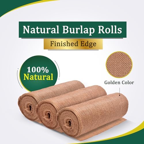 Fibeusion Burlap Table Runner 12x30ft No-Fray Premium Natural Roll