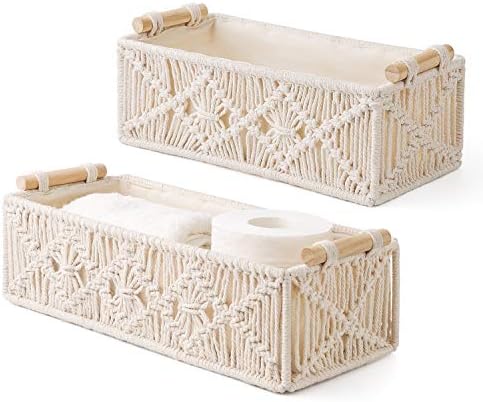 Mkono Macrame Storage Baskets Set of 2 Ivory
