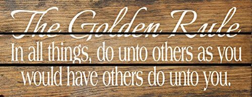Slatted Wood Sign - The Golden Rule Walnut Stain